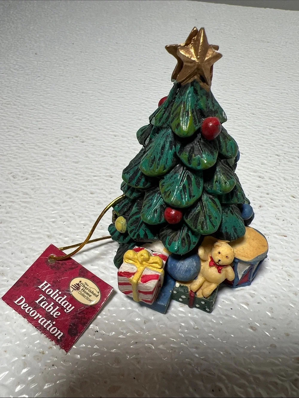 Holiday Table Decor Green Christmas Tree Opens with Gifts Inside NEW